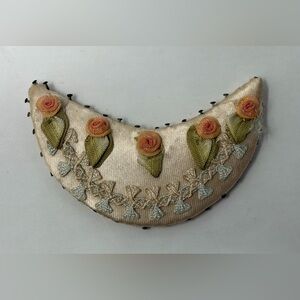 Antique Crescent Pin Cushion | Edwardian Pin Holder | Miniature Boudoir c.1900